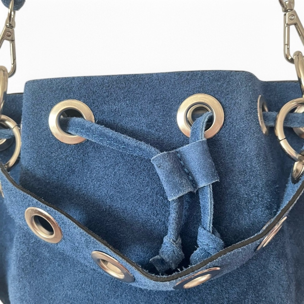 Borse In Pelle Genuine Italian Leather Bucket Purse Removable Strap Hobo Bag - Picture 7 of 16